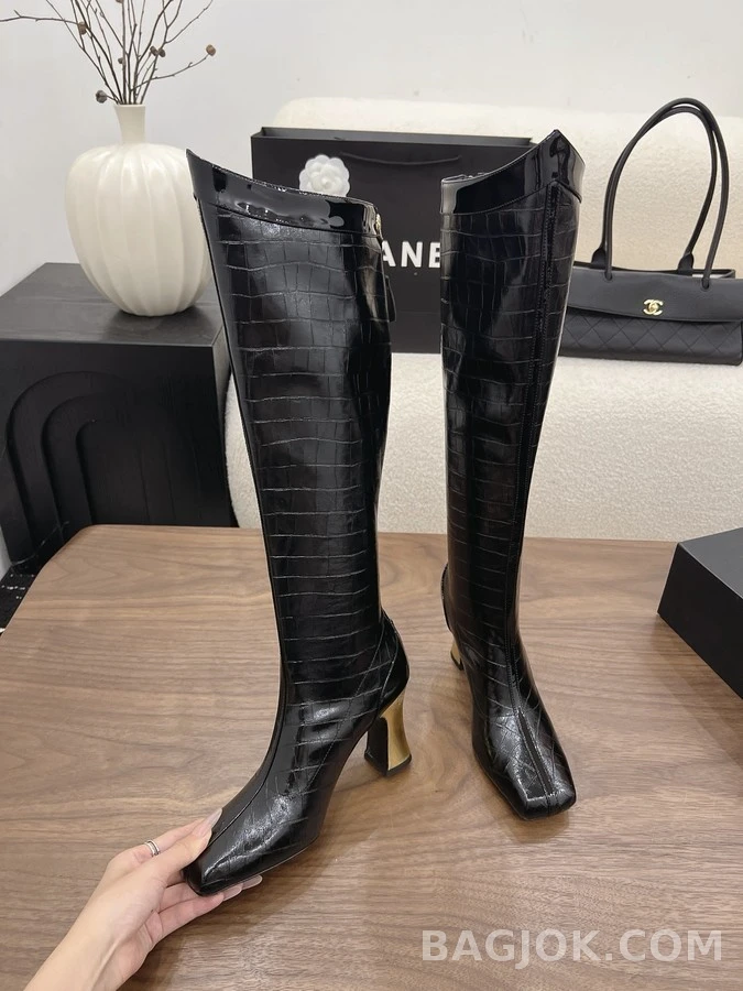샤넬 샤넬 투톤 악어 엠보 롱 부츠 상세 이미지