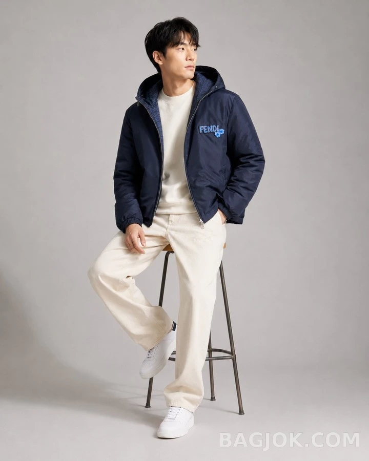 펜디 펜디 자수 로고 리버서블 후드 패딩 상세 이미지