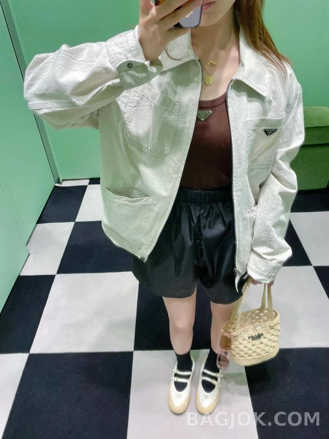프라다 프라다 삼각 로고 코튼 블렌드 자켓 상세 이미지