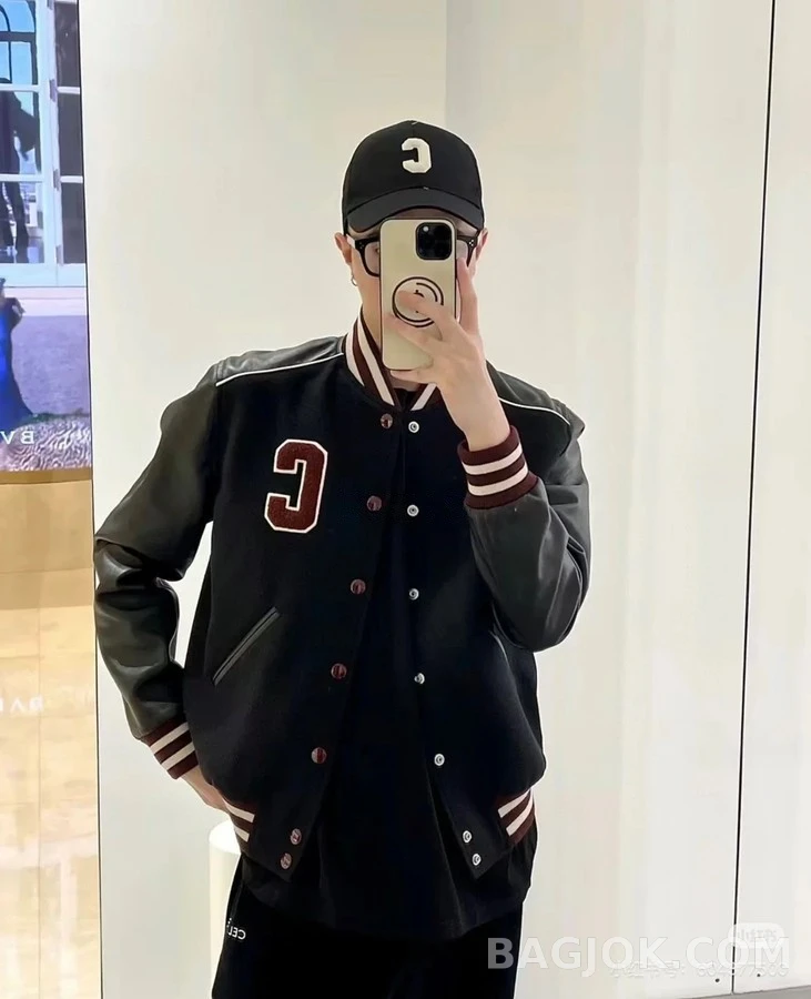 셀린느 셀린느 레터 C 패치 울 레더 바시티 자켓 상세 이미지