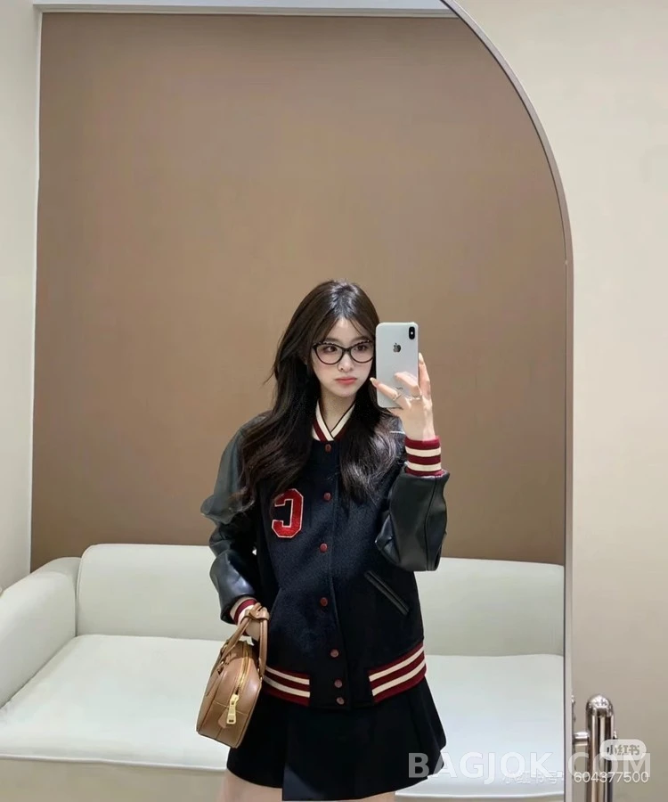 셀린느 셀린느 레터 C 패치 울 레더 바시티 자켓 상세 이미지