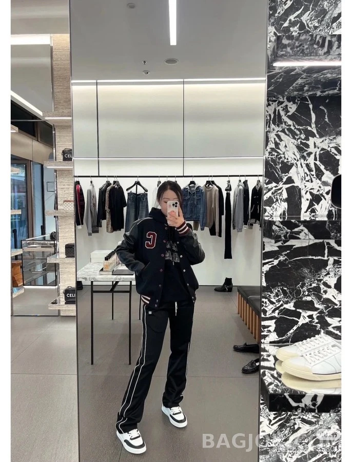 셀린느 셀린느 레터 C 패치 울 레더 바시티 자켓 상세 이미지