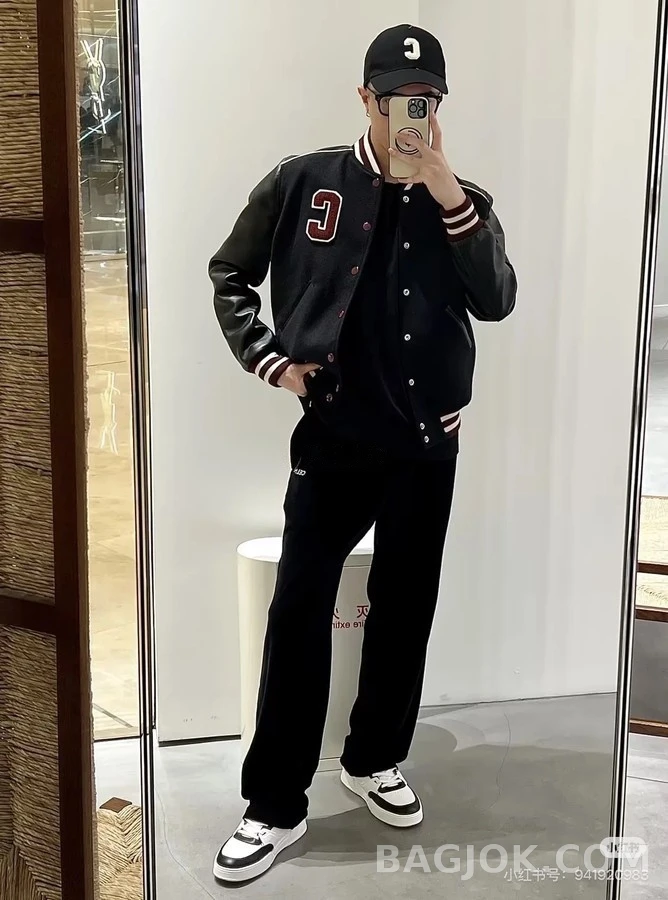 셀린느 셀린느 레터 C 패치 울 레더 바시티 자켓 상세 이미지