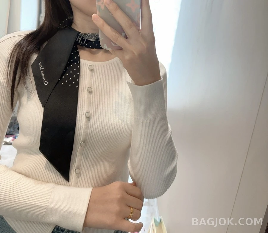 디올 디올 도트 패턴 트윌리 스카프 상세 이미지