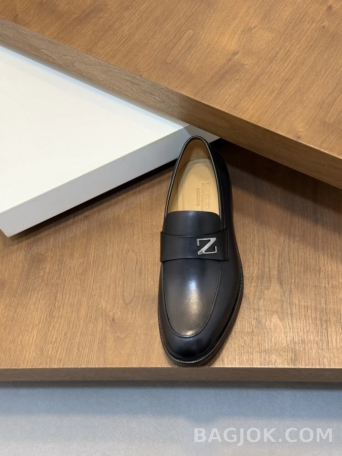 제냐 제냐 Z 로고 레더 로퍼 상세 이미지