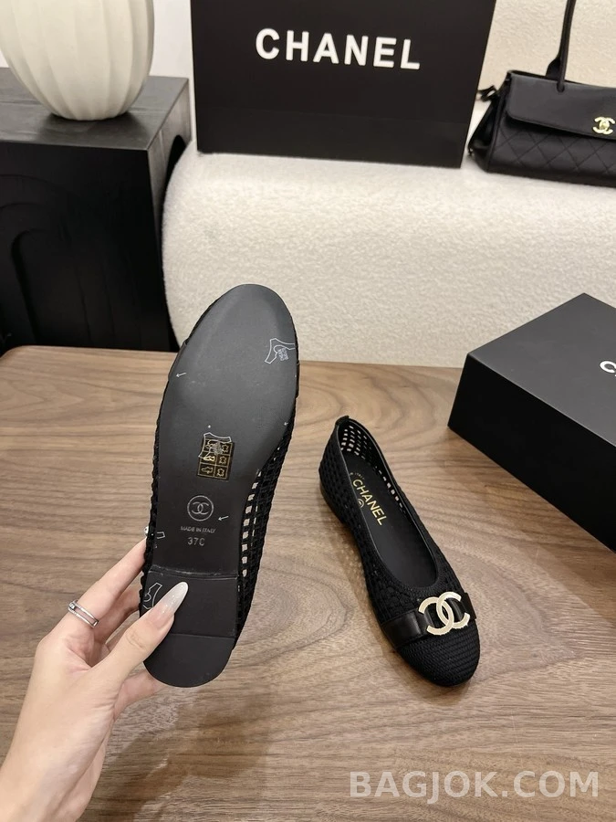 샤넬 샤넬 더블 C 메쉬 발레리나 플랫 슈즈 상세 이미지
