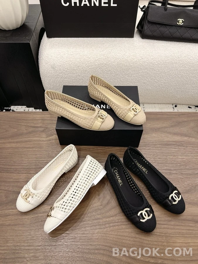 샤넬 샤넬 더블 C 메쉬 발레리나 플랫 슈즈 상세 이미지