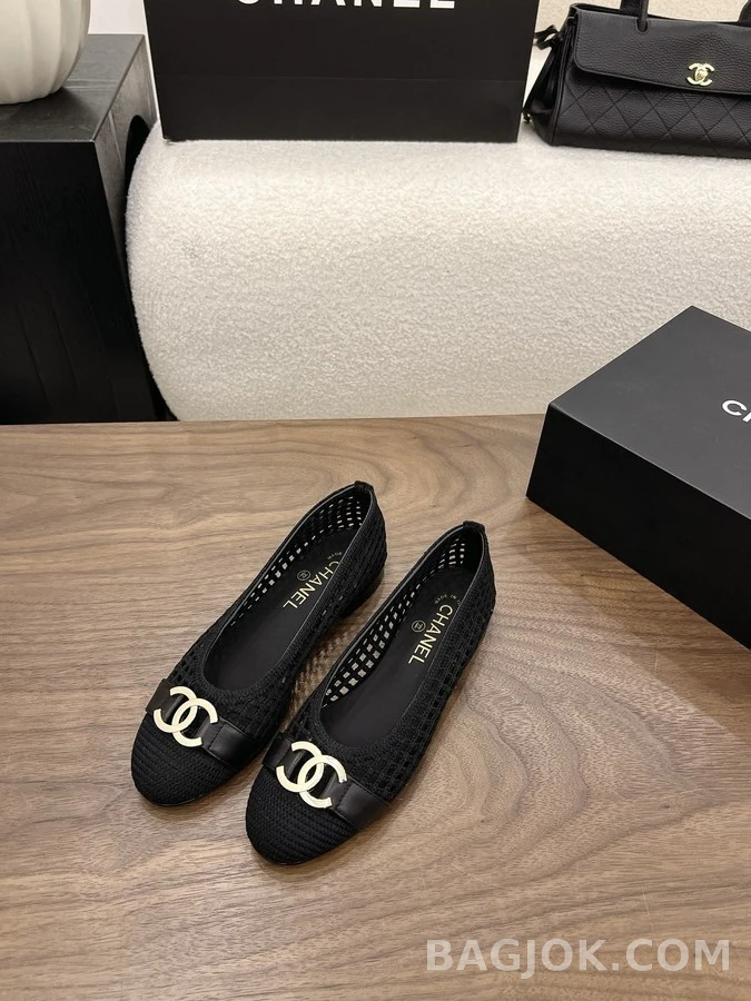 샤넬 샤넬 더블 C 메쉬 발레리나 플랫 슈즈 상세 이미지