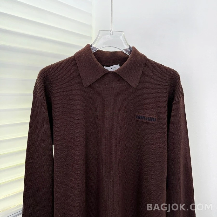 미우미우 미우미우 리브드 울 폴로 스웨터 상세 이미지