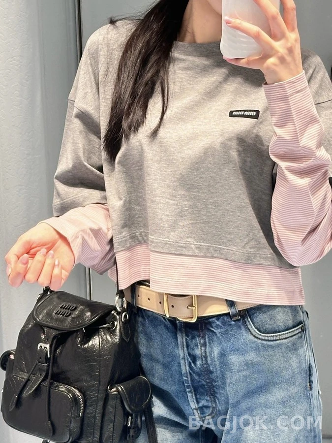 미우미우 미우미우 레이어드 긴팔 티셔츠 상세 이미지