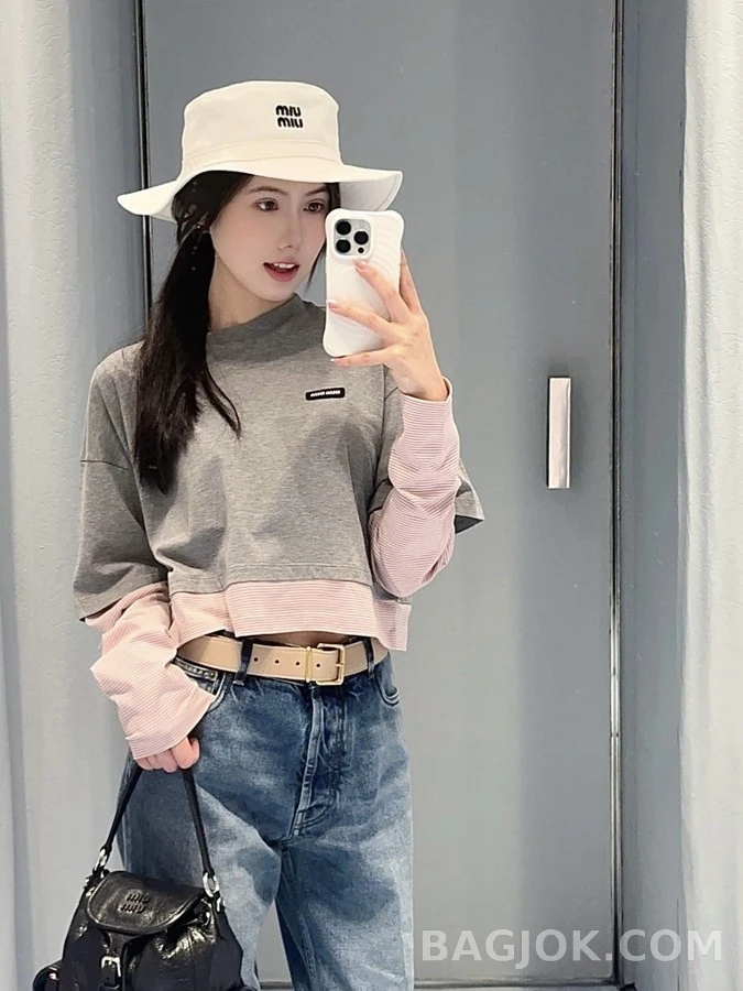 미우미우 미우미우 레이어드 긴팔 티셔츠 상세 이미지