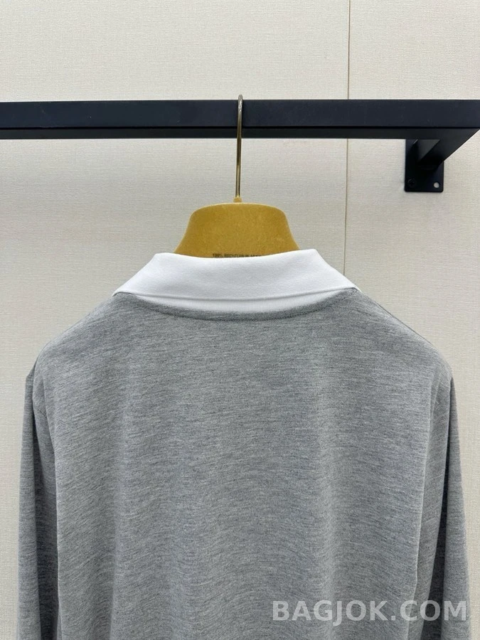 폴로 랄프 로렌 폴로 랄프 로렌 회색 배색 폴로넥 긴팔 티셔츠 상세 이미지