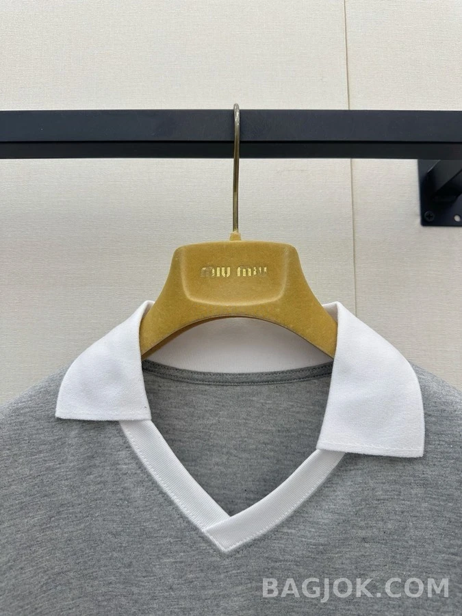 폴로 랄프 로렌 폴로 랄프 로렌 회색 배색 폴로넥 긴팔 티셔츠 상세 이미지