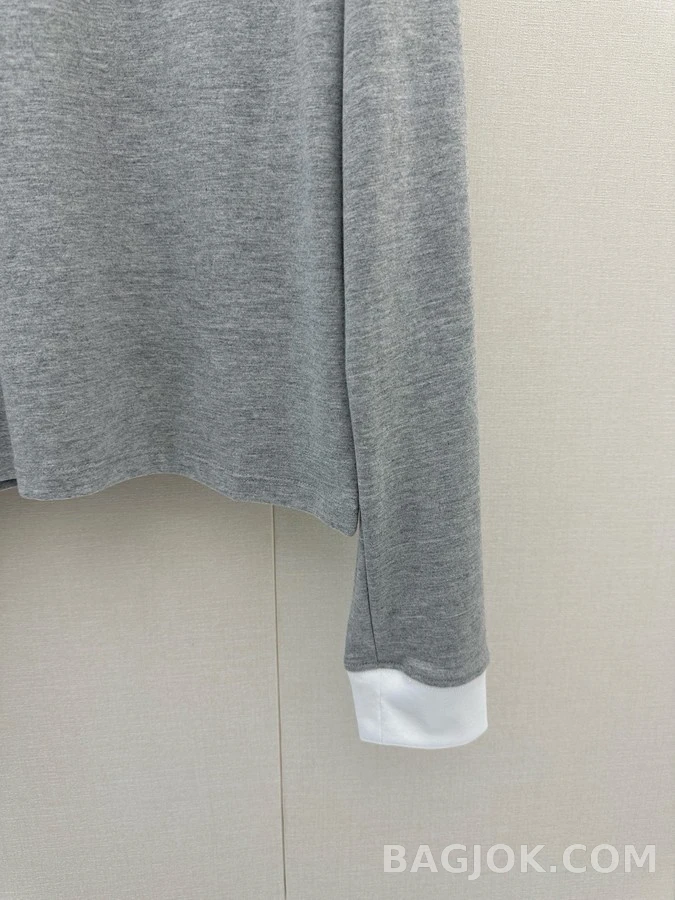 폴로 랄프 로렌 폴로 랄프 로렌 회색 배색 폴로넥 긴팔 티셔츠 상세 이미지