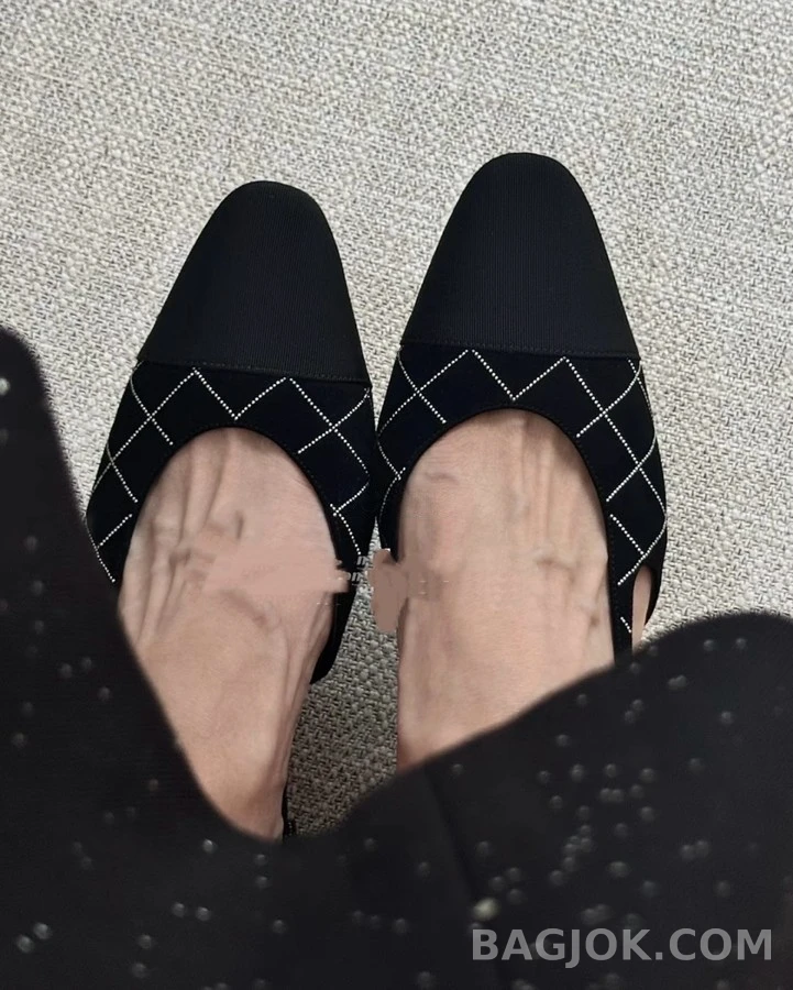 샤넬 샤넬 수술 장식 퀼팅 슬링백 플랫 상세 이미지