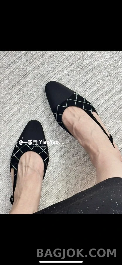 샤넬 샤넬 수술 장식 퀼팅 슬링백 플랫 상세 이미지