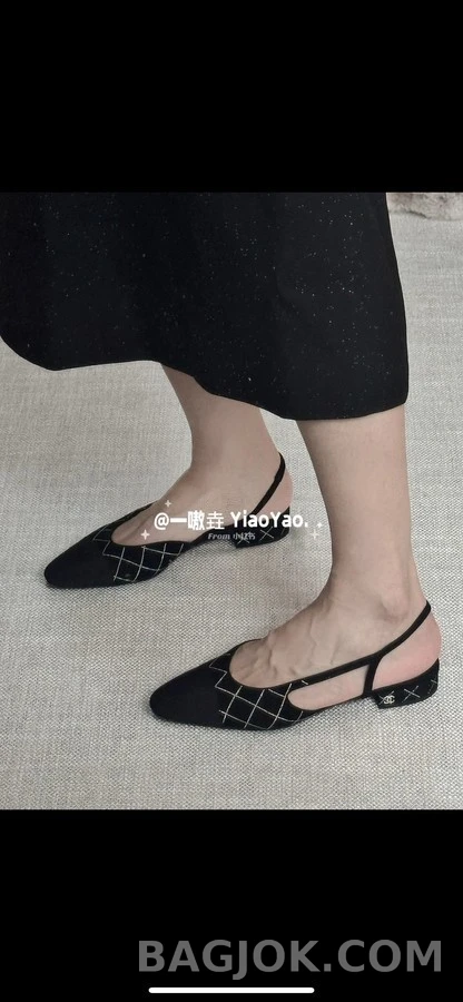 샤넬 샤넬 수술 장식 퀼팅 슬링백 플랫 상세 이미지