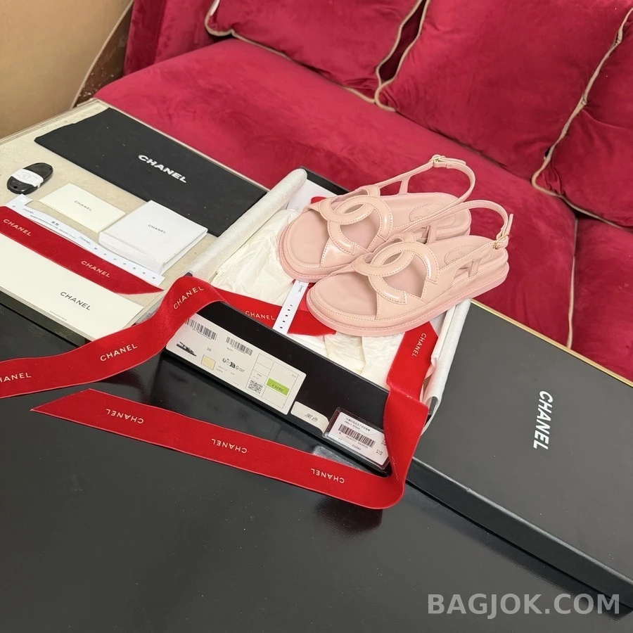 샤넬 샤넬 로고 가죽 샌들 상세 이미지