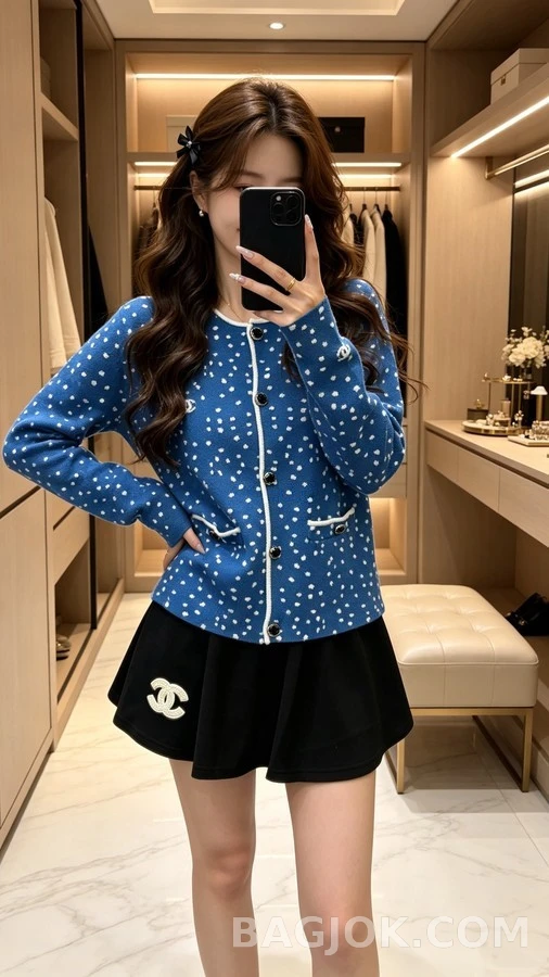 샤넬 샤넬 로고 별 패턴 니트 가디건 상세 이미지