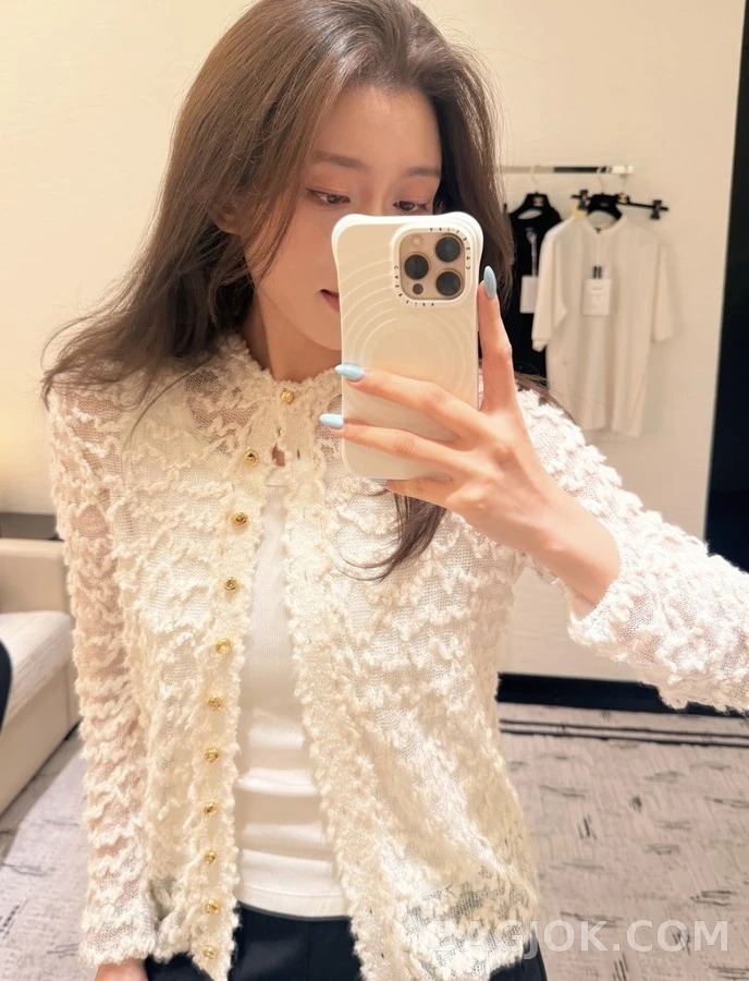 샤넬 샤넬 물결 펀칭 니트 가디건 상세 이미지