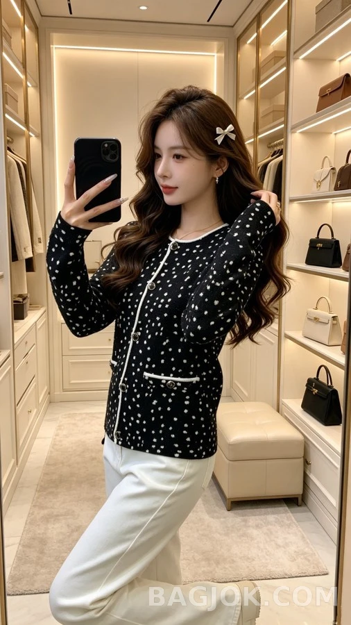 샤넬 샤넬 별 패턴 로고 가디건 상세 이미지