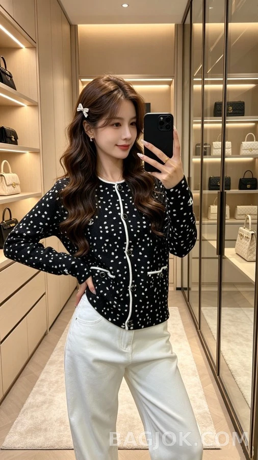 샤넬 샤넬 별 패턴 로고 가디건 상세 이미지