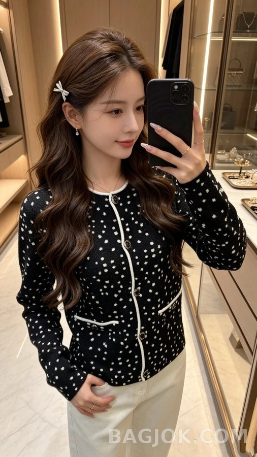 샤넬 샤넬 별 패턴 로고 가디건 상세 이미지