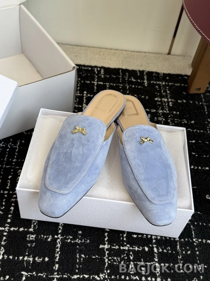 디올 디올 스웨이드 금장 리본 로퍼 뮬 상세 이미지