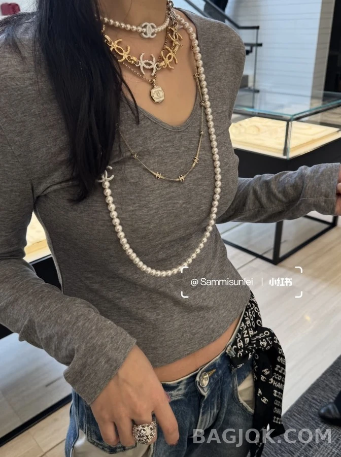 샤넬 샤넬 금은 더블C 체인 초커 상세 이미지