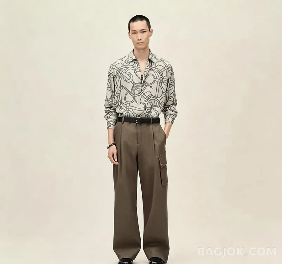 에르메스 에르메스 홀스빗 패턴 실크 셔츠 상세 이미지