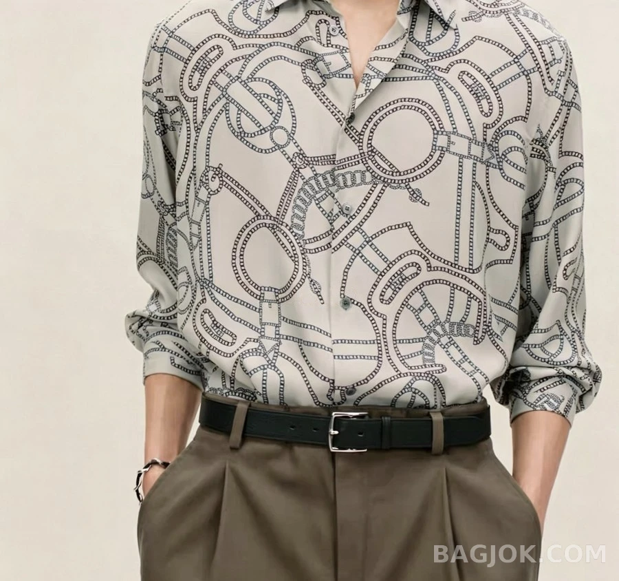 에르메스 에르메스 홀스빗 패턴 실크 셔츠 상세 이미지