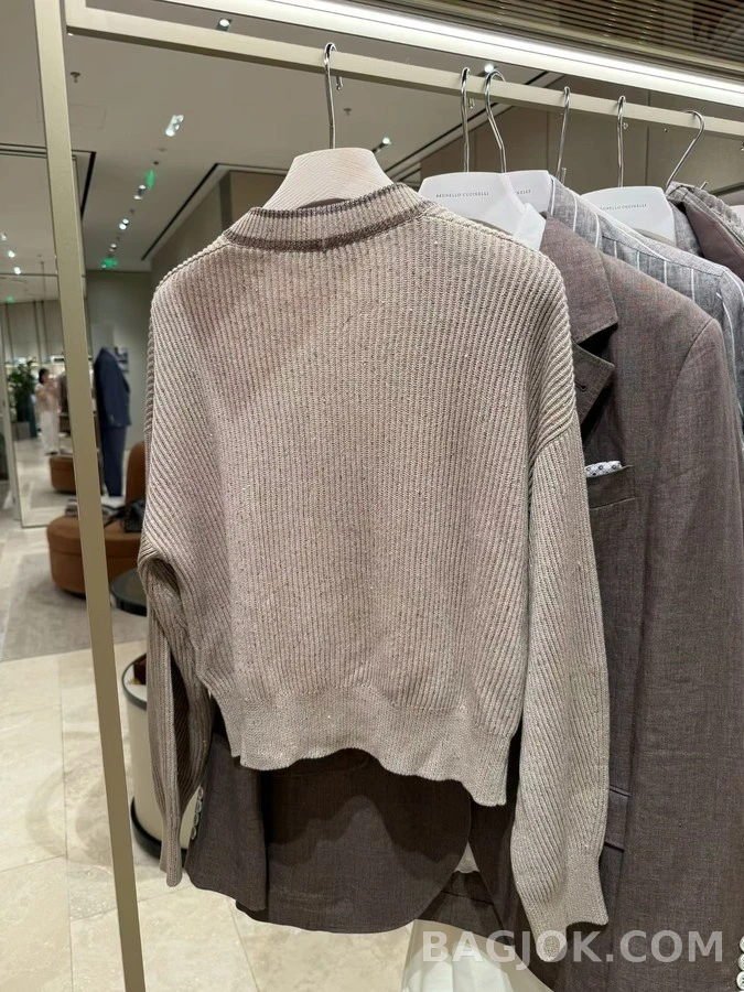 브루넬로 쿠치넬리 브루넬로 쿠치넬리 글리터 립 V넥 가디건 상세 이미지