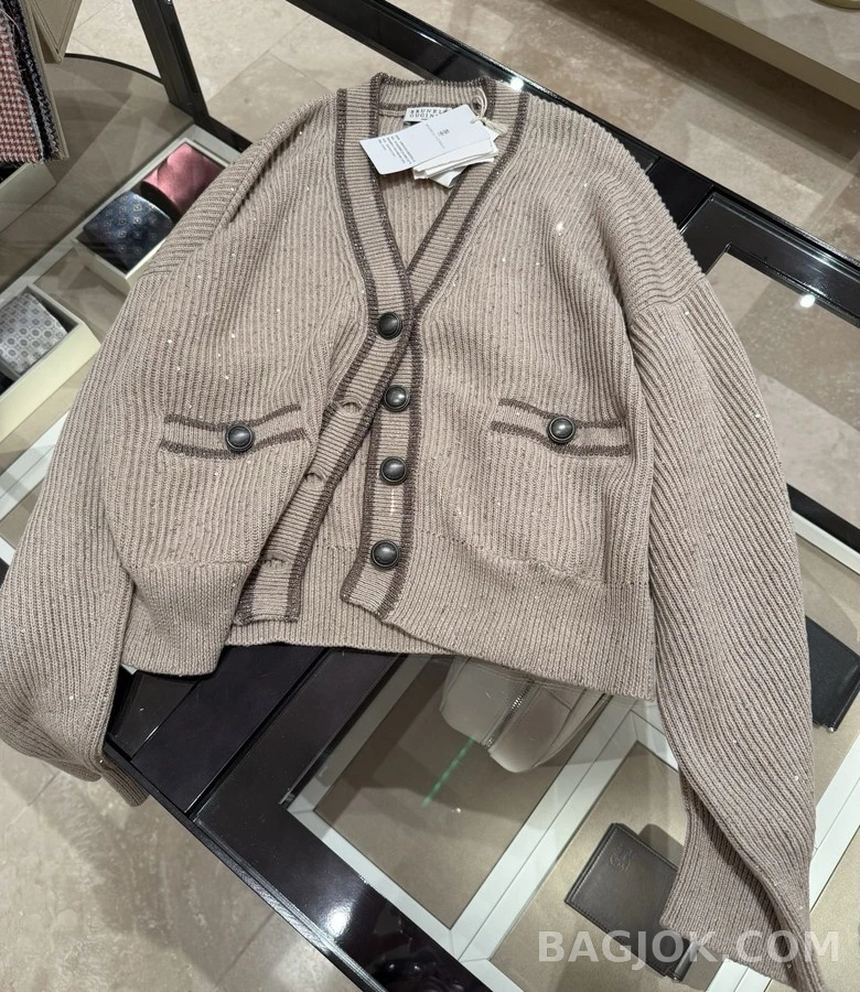 브루넬로 쿠치넬리 브루넬로 쿠치넬리 글리터 립 V넥 가디건 상세 이미지