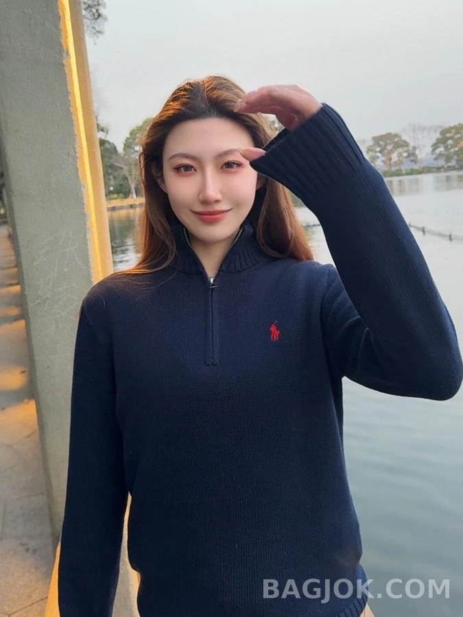 폴로 랄프 로렌 폴로 랄프 로렌 로고 자수 하프집업 니트 상세 이미지