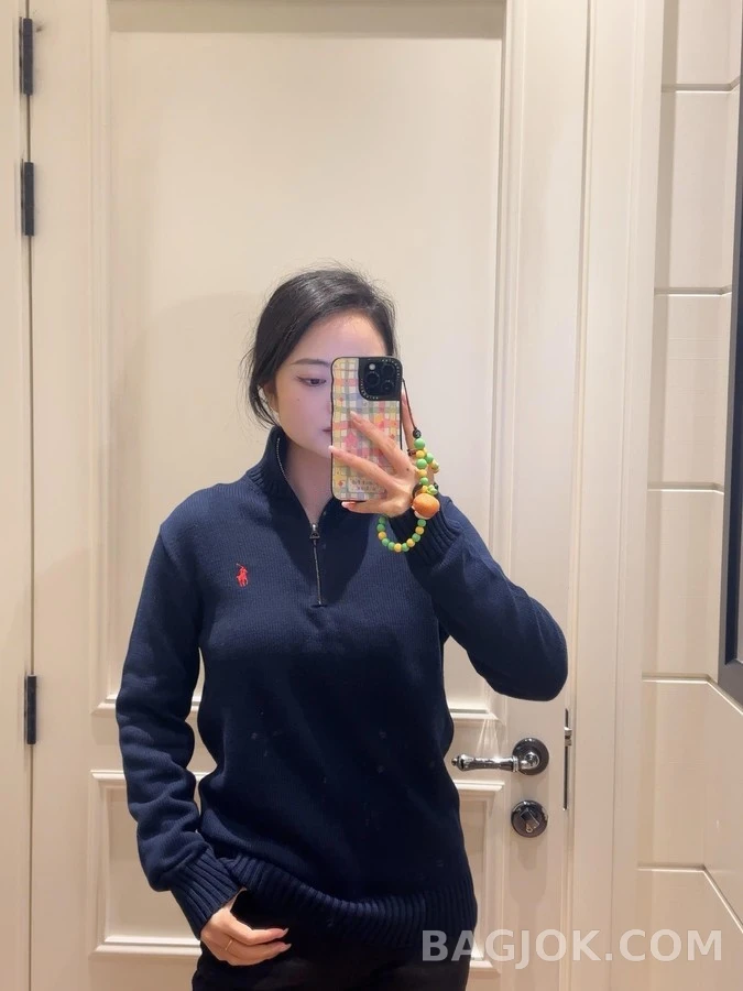 폴로 랄프 로렌 폴로 랄프 로렌 로고 자수 하프집업 니트 상세 이미지