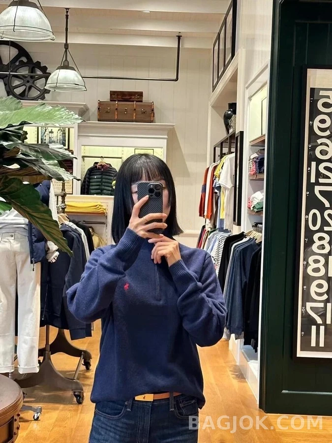폴로 랄프 로렌 폴로 랄프 로렌 로고 자수 하프집업 니트 상세 이미지