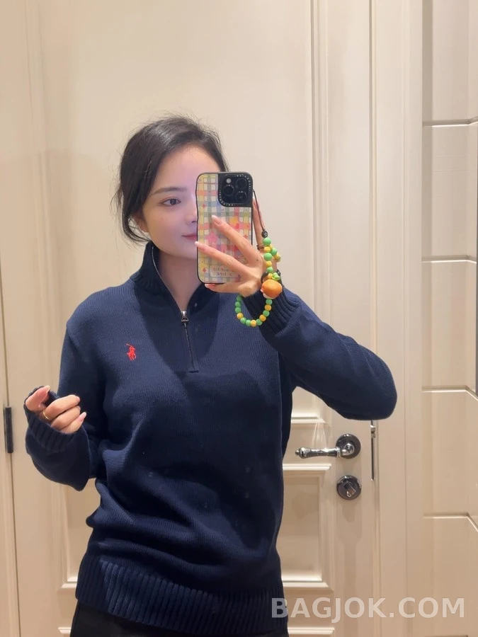 폴로 랄프 로렌 폴로 랄프 로렌 로고 자수 하프집업 니트 상세 이미지