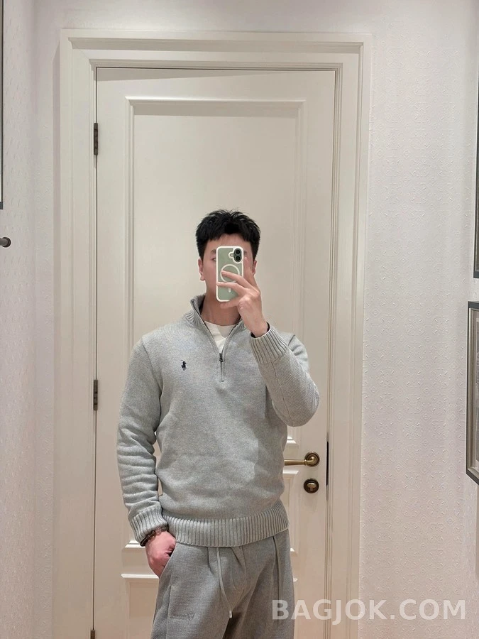 폴로 랄프 로렌 폴로 랄프 로렌 자수 로고 하프집업 니트 상세 이미지