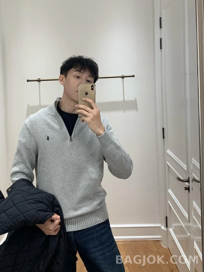 폴로 랄프 로렌 폴로 랄프 로렌 자수 로고 하프집업 니트 상세 이미지