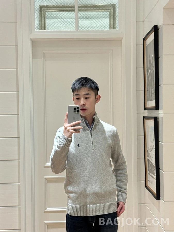 폴로 랄프 로렌 폴로 랄프 로렌 자수 로고 하프집업 니트 상세 이미지