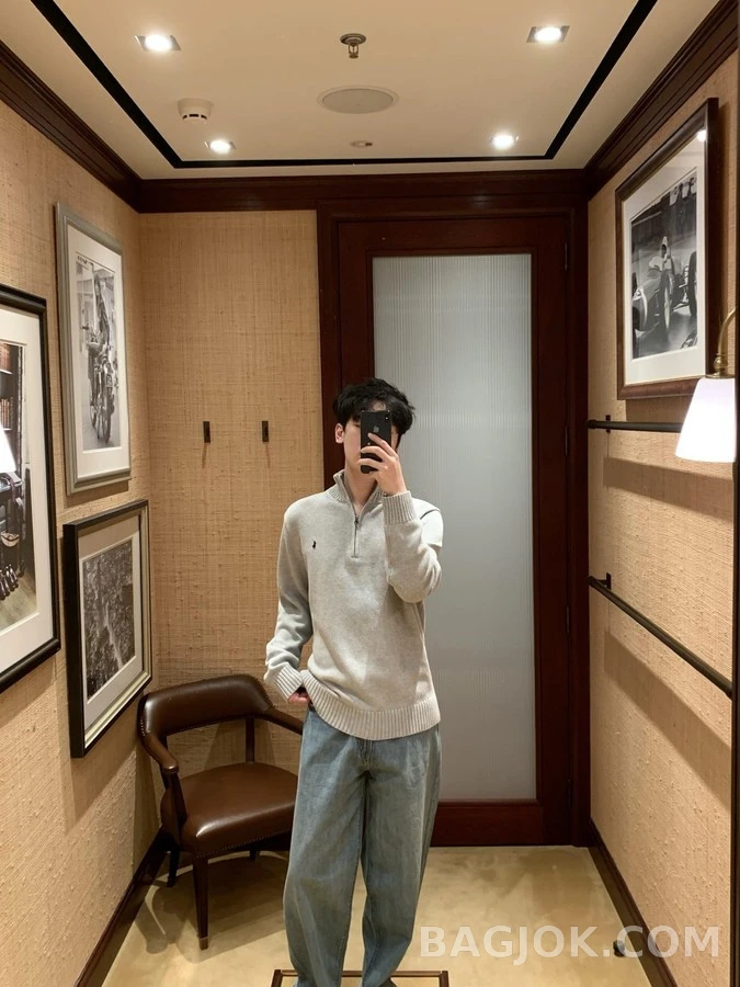 폴로 랄프 로렌 폴로 랄프 로렌 자수 로고 하프집업 니트 상세 이미지