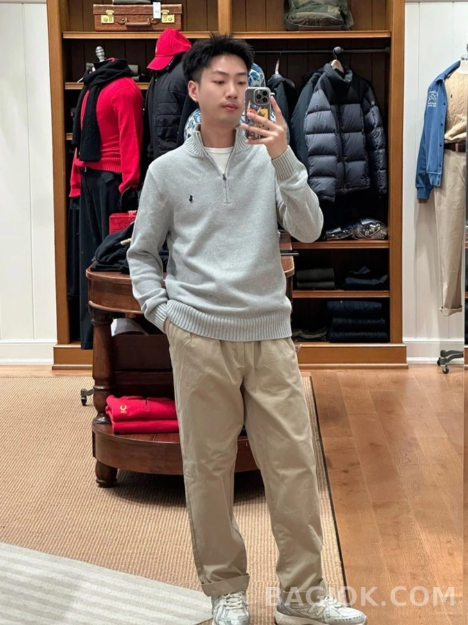 폴로 랄프 로렌 폴로 랄프 로렌 자수 로고 하프집업 니트 상세 이미지