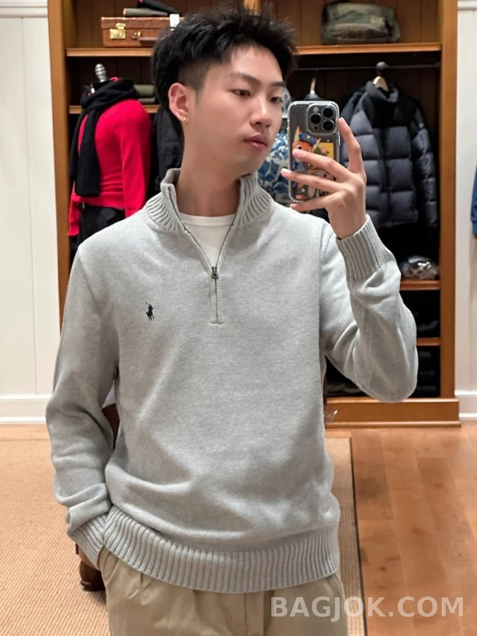 폴로 랄프 로렌 폴로 랄프 로렌 자수 로고 하프집업 니트 상세 이미지
