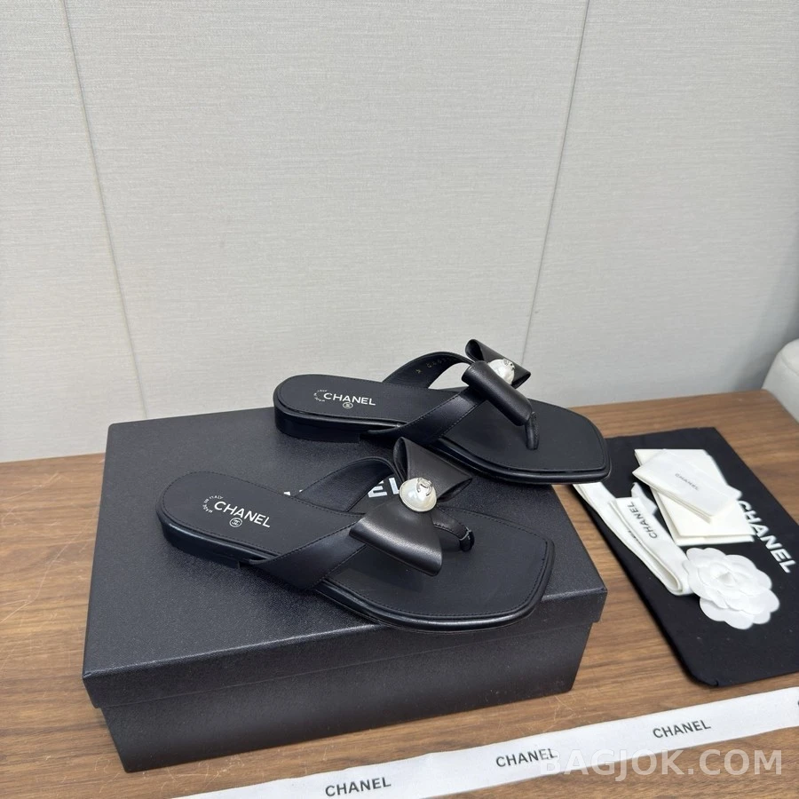 샤넬 샤넬 진주 로고 리본 샌들 상세 이미지