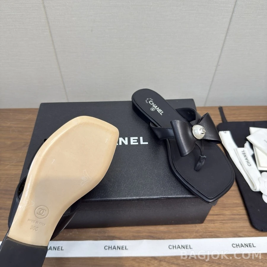 샤넬 샤넬 진주 로고 리본 샌들 상세 이미지