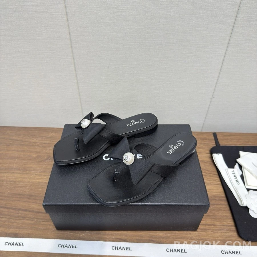 샤넬 샤넬 진주 로고 리본 샌들 상세 이미지