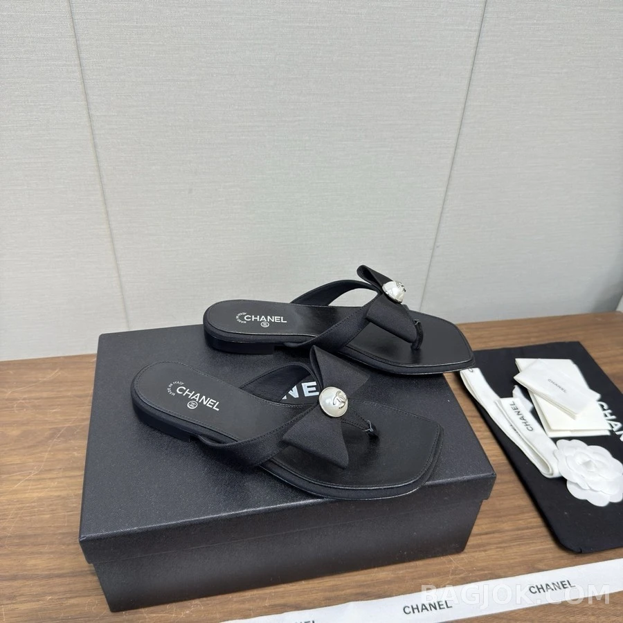 샤넬 샤넬 진주 로고 리본 샌들 상세 이미지