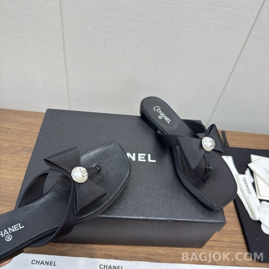샤넬 샤넬 진주 로고 리본 샌들 상세 이미지