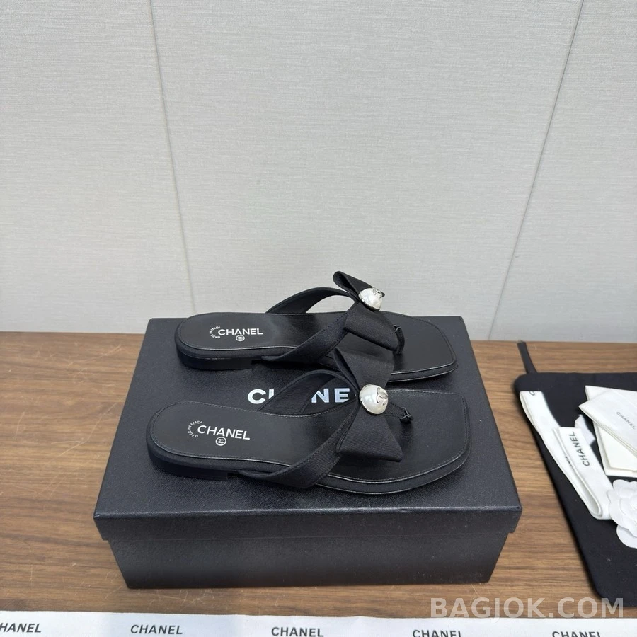 샤넬 샤넬 진주 로고 리본 샌들 상세 이미지