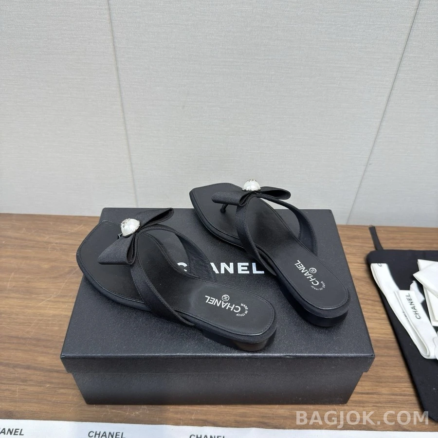 샤넬 샤넬 진주 로고 리본 샌들 상세 이미지